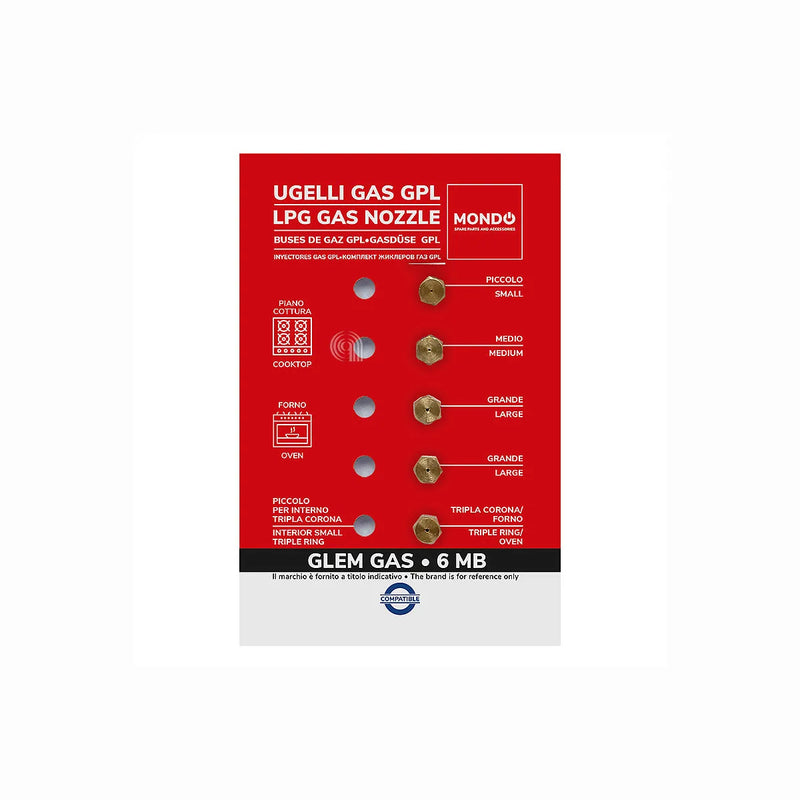 GLEM GAS, UNIVERSALE, MONDO - Boquillas de gas Adaptable Placa de Cocción - AST-00537506